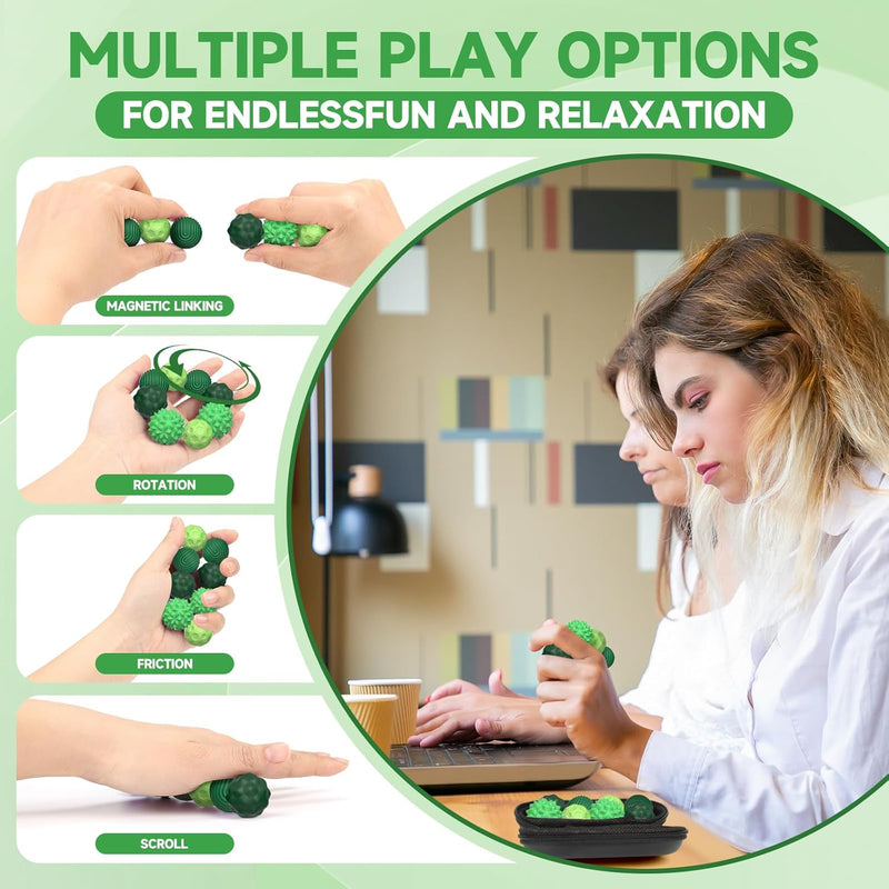 Magnetic Balls Fidget Toys Adults, 8pcs Stress Relief Magnet Sensory Ball with Silicone Shell for to Hands Anxious Mind,Office Desk Fidget for Autism ADHD Anxiety, Stocking Stuffers for Teens Girl
