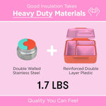 OmieBox Bento Box for Kids - Insulated Bento Lunch Box with Leak Proof Vacuum Insulated Food Jar - 3 Compartments, Two Temperature Zones (Pink Berry)