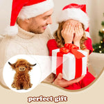 Highland Cow Stuffed Animal Toy, Adorable Highland Cow Plush, Scottish Cow Plush Toy, Farm Animal Cattle Plush Decor Gifts for Kids Baby Girls Boys (Brown Cow)