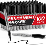 Taja (100 Counts) Permanent Markers, Fine Tip, Black, Quick-Drying and Fade-Resistant Bulk Marker Set for Writing and Sketching on Wood, Plastic, Metal, Glass, Perfect for School and Office Supplies