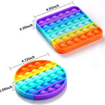 2 Packs Pop Fidget Sensory Toys, Autism Special Needs Stress Relief Silicone Pressure Relieving, Round and Square Squeeze Toys for Kids Children Adults (Set of 2)