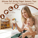 TYRY.HU Silicone Baby Sensory Montessori Toys,Silicone Pull String Fidget Toys for Babies 18 Months+, Travel Toy for Plane, Car, and Stroller, Early Educational Fine Motor Skills Toy for Toddlers