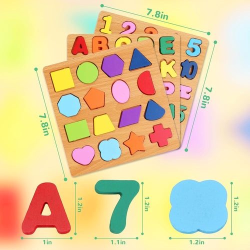 Alphabet and number puzzle for toddlers with wooden design
