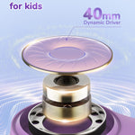 iClever BTH26 Active Noise Cancelling Headphones for Kids, 60H Playtime | SafeSound Tech 3.1, USB C Fast Charging, Bluetooth5.4, Kids Bluetooth Headphones, with Mic AUX Cord for iPad Airplane, Purple