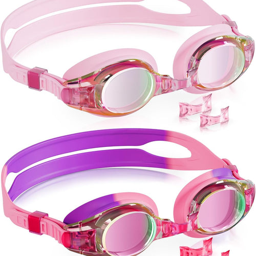 Aegend 2 Pack Kids Goggles, Swimming Goggles for Kids Age 4-16 Boys and Girls Youth, Anti-Fog Waterproof Anti-UV Pool Goggles