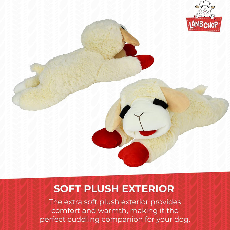 Multipet Lamb Chop Dog Plush Toy - Squeaky Toy for All Dogs - Extra Soft Plush - Stuffed Animal for Cuddling & Playing - Jumbo (24", Cream)