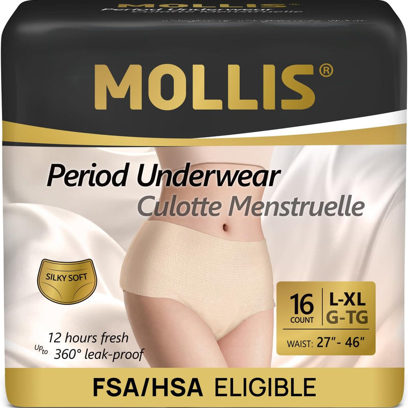 MOLLIS Disposable Period Underwear, Postpartum Panties, S/M, Black, 16Ct | Heavy Flow Period Underwear, Superior Absorbency, Leak Proof Design, Maternity Knickers, Soft Comfort Fit, Unscented