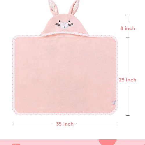 TBEZY Baby Hooded Towel with Unique Animal Design Ultra Soft Thick Cotton Bath Towel for Newborn (Bunny)