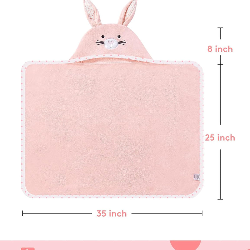 TBEZY Baby Hooded Towel with Unique Animal Design Ultra Soft Thick Cotton Bath Towel for Newborn (Bunny)