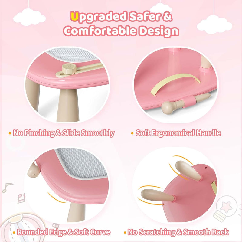 Kikidex Soft Pink Magnetic Drawing Board for Toddler Girls 1-2 Years Old Doodle Learning Toy