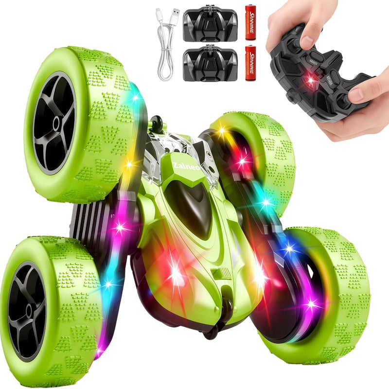 Remote Control Stunt Car 4WD 360° Flip Double-Sided RC Car with LED Light Bar and 2.4GHz Outdoor Play for 6-12 Year Old Boys