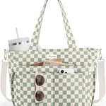 Bagstellar Corduroy Tote Bag for Women, 17 Pockets Laptop Work Tote Purse | Large 15.6” Computer Bag w/ 40oz Cup Holder & Strap, Zipper Teacher Nurse Bible Shoulder Bag for School Travel College Office