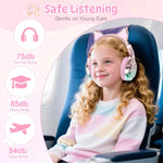 QearFun Kids Cat Ear Bluetooth Headphones, 60H, 74/85/94dB Volume Limit | Wireless headphones for kids with mic, fast charging, foldable design, wired mode for girls boys, school, tablet, travel