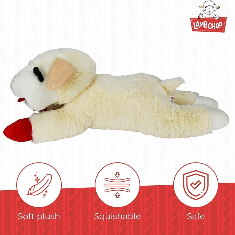 Multipet Lamb Chop Dog Plush Toy - Squeaky Toy for All Dogs - Extra Soft Plush - Stuffed Animal for Cuddling & Playing - Jumbo (24", Cream)
