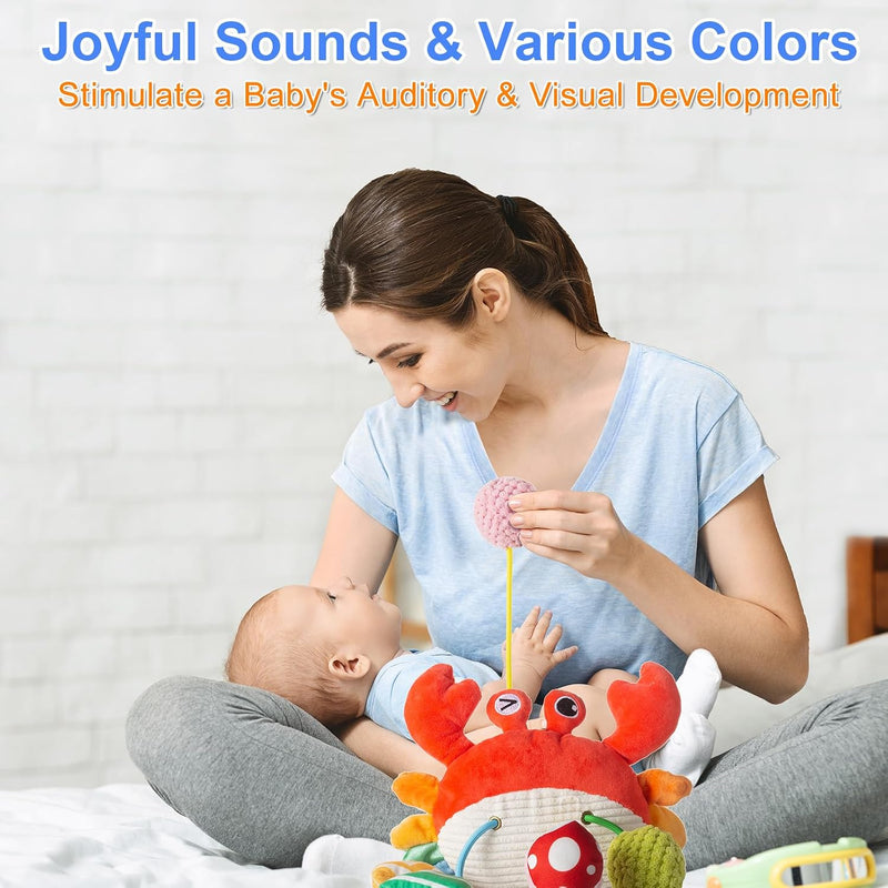 Car Seat Toy, Stroller Toy with a Convenient Clip | Carseat Toys Hanging Baby Accessories,Built-In Bell, Rattle,Mirror for infant,Babies Gift 0-3-6-12 months Boy Girl