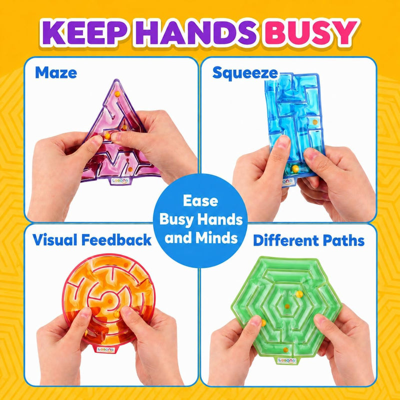 Squishy Toys Sensory Fidget Toys for Kids: 4 Pack Maze Sensory Toys for Autism - Fidget Toys with Filled Goo for Calming Down Classroom Travel