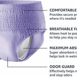 Amazon Basics Postpartum Incontinence Underwear for Women, Maximum Absorbency with Bladder Leak Protection, Fresh Protection, Disposable, Large, Lavender, 18 Count