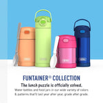 THERMOS FUNTAINER 16 Ounce Stainless Steel Vacuum Insulated Food Jar with Folding Spoon, Neon Orange