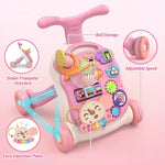 QDRAGON 3 in 1 Baby Walker and Activity Center for Girl 12-18 Months, Pink | Baby Push Walker, Sit to Stand Learning to Walk, Early Educational Push Toys with Music Panel for Infant Toddler