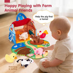 hahaland 6-12 month baby surprise barn with farm animals and real sounds - montessori toys for infants