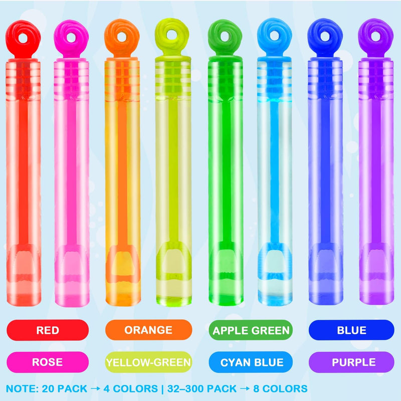 32-pack mini bubble wands for kids, 4.2 inches, 8 colors, non-toxic, toddler-friendly party favor supplies
