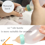Doggiema Kittens Feeder Bottle,Silicone Feeding Nipple and Syringes | Angled Bottle suitable for kitten feeding,Bottle ventilation system,Three types of nipple can cover kitten's different ages