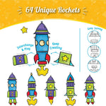 Imagimake Window Art - Rocket, DIY Mess-Free 16 Pieces Suncatcher Kit | Stained Glass Painting Craft Activity for Kids, Birthday Gift for Boys & Girls Ages 5,6,7,8,9,10,12 Years Old