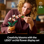 lego botanicals mini orchid building set for adults 18+ with 274 pieces and 5 peach blooms