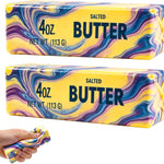 Butter Squeeze Toy 2PCS, Slow Rising Dumpling Squishy Butter Sensory Stress Relief Squishies Soft & Stretchy Fidget Toys for Anxiety Relief Party Favors (Butter Stick)