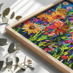 Bgraamiens Mosaic Art Flowers 1000 Piece Ceramic Tile Puzzle for Adults, Stained Glass Jigsaw