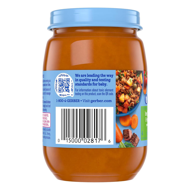 Gerber Stage 3 Beef, Potatoes, Vegetables Baby Food, 6 Oz, 12 Pack | Stage 3 puree; tastes like picadillo; 12 x 6 oz