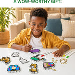 Skillmatics Aqua Puffs Animals, Art & Craft, Paint by Number, Gift for Kids | DIY Puffy Keychains, Screen-Free, Mess-Free Activity, Travel & Creative Kit for Girls & Boys Ages 4, 5, 6, 7, 8, 9, 10