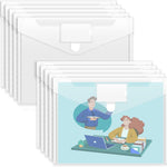 Sooez 10 Pack Plastic Envelopes File Folders, Clear Folder for Document US Letter A4 Size Poly Envelopes with Label Pockets for School Home Work Office Organizer, Clear