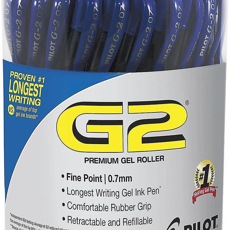 Pilot G2 Premium Gel Pen Convenience Pack, Retractable, Fine 0.7 mm, Blue Ink, Blue Barrel, 36/Pack