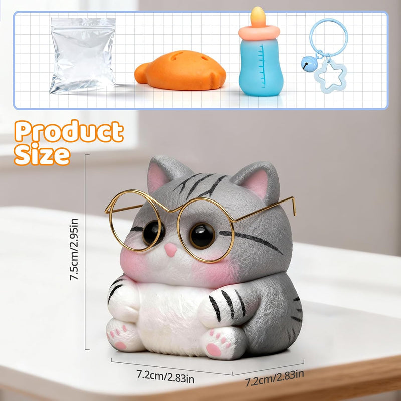 Cat Squishy Toy, Soft TPR Stress Relief Sensory Squeeze Toys, Cute Kawaii Desk Toy, Birthday Gift and Party Favor for Kids and Adults