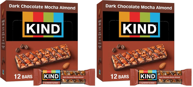 KIND Healthy Snacks Bars, Dark Chocolate Nuts & Sea Salt, Gluten Free, Low Sugar, High Fiber Snacks, 6g Protein, 12 Count