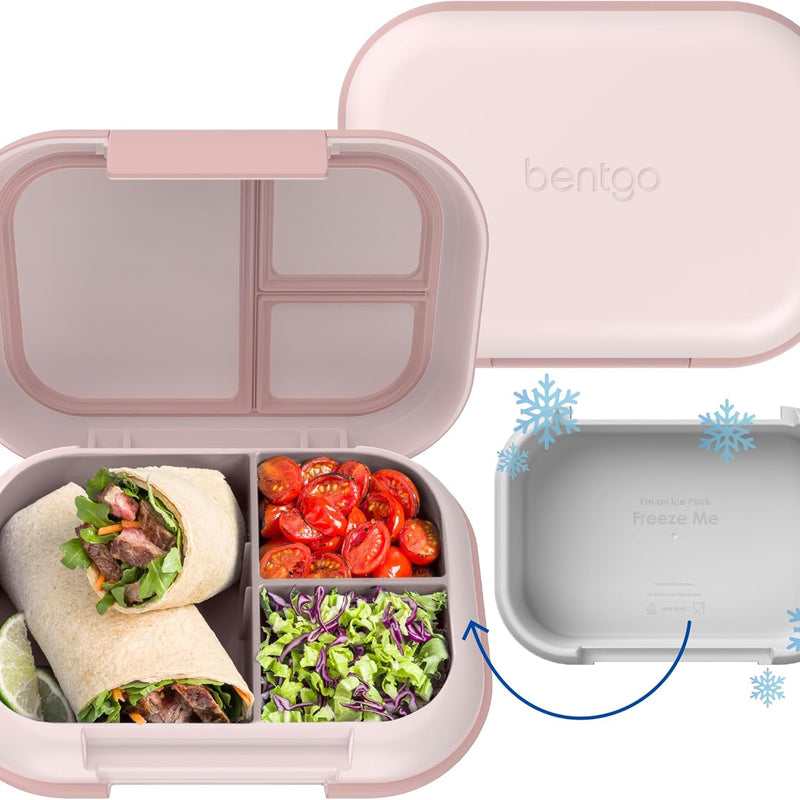 Bentgo Chill Max Leak-Proof XL Lunch Box - Included Ice Pack Keeps Food Cold; 5-Cup Capacity for Adults & Ages 8+, 3 or 4 Compartment Bento Box, BPA-Free, Dishwasher Safe (Lavender & Peach Blossom)