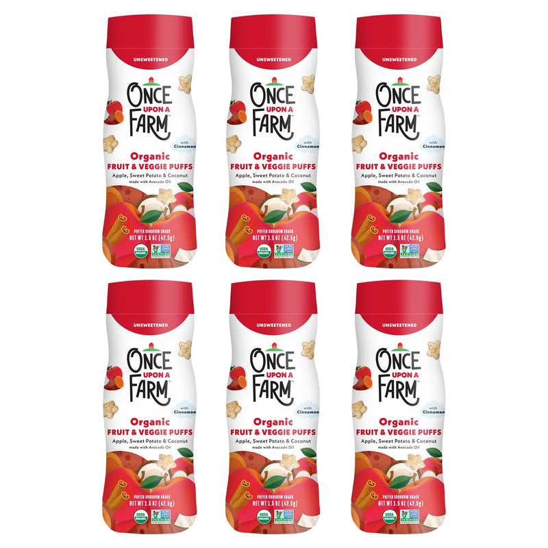 Once Upon A Farm Strawberry, Coconut & Sweet Potato Puffed Sorghum Snack, Fruit & Veggie Puffs, Non GMO, 1.5 Ounces (Pack Of 6) | Once Upon A Farm Organic Strawberry, Coconut & Sweet Potato Puffed Sorghum Snack, Fruit & Veggie Puffs, Non GMO, 1.5 oz, 6ct