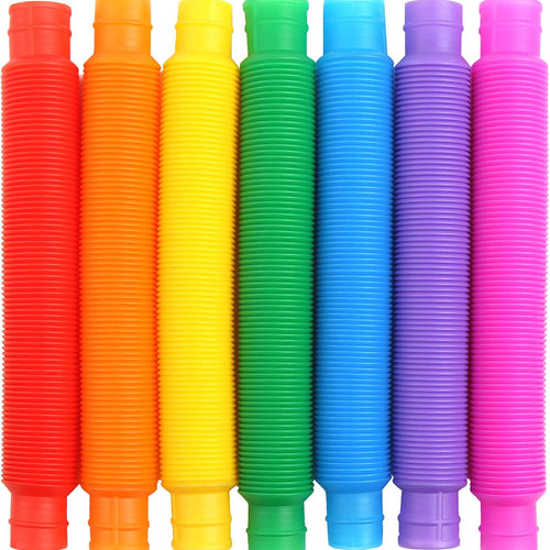 FINGOOO 7 Pieces Jumbo Pop Toobs Fidget Toys,Pop Tubes Sensory Toys for Kids Adults DIY Decompression ADHD Autism