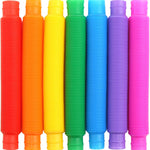FINGOOO 7 Pieces Jumbo Pop Toobs Fidget Toys,Pop Tubes Sensory Toys for Kids Adults DIY Decompression ADHD Autism
