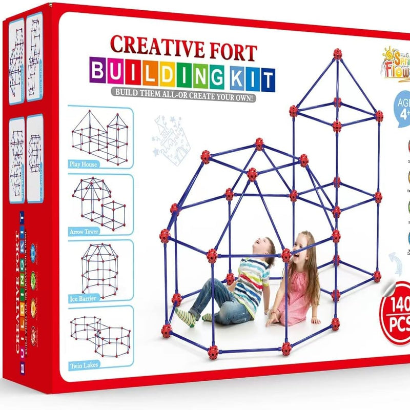 Original fort building kit for kids, STEM construction toys, 140 pieces, creative set for indoor and outdoor activities