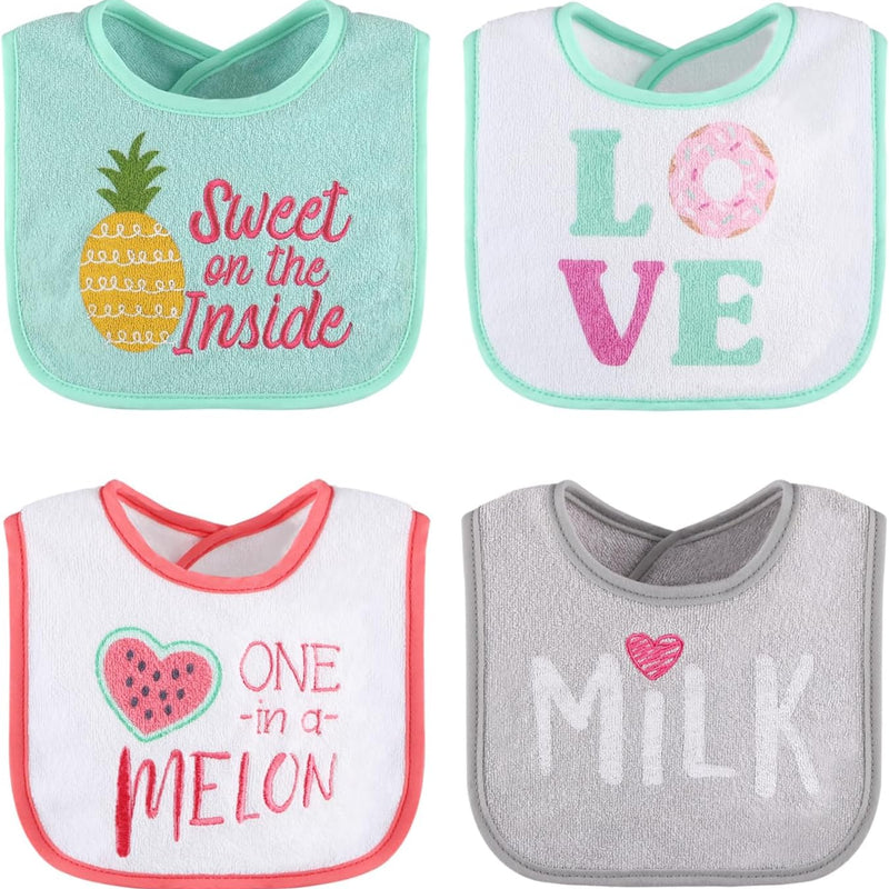 The Peanutshell Baby Girl Terry Bib Set of 8-100% Cotton, Soft, Absorbent Baby Bibs, Toddler Girl Set, Newborn & Infant Bib - Pink