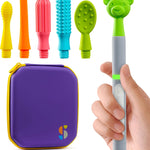 Special Supplies Buzz Buddy Oral Motor Stimulation Kit with 6 Soft Textured Interchangeable Heads, Calm Sensory Needs, Support Speech, and Stimulate Self Feeding, Gentle Vibrations (Purple)