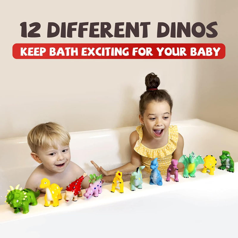 Hely Cancy Dinosaur Bath Toys for Toddlers: No-Hole Design, Floating Fun in the Tub
