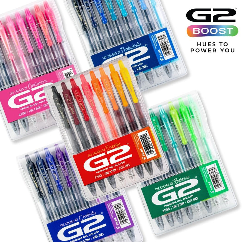 Pilot G2 Premium Gel Roller Pens, G2 Boost Pink Pens Pack, The Colors of Optimism, 8 Pack Pouch, Fine Point 0.7 mm, Assorted