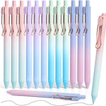 Drawdart Smooth Writing Pens, 12 Pcs No Bleed & Smear, Black Ink Fine Point (0.5mm), Retractable Aesthetic Journaling Pens for Women & Men