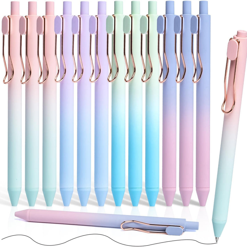 Drawdart Smooth Writing Pens, 12 Pcs No Bleed & Smear, Black Ink Fine Point (0.5mm), Retractable Aesthetic Journaling Pens for Women & Men