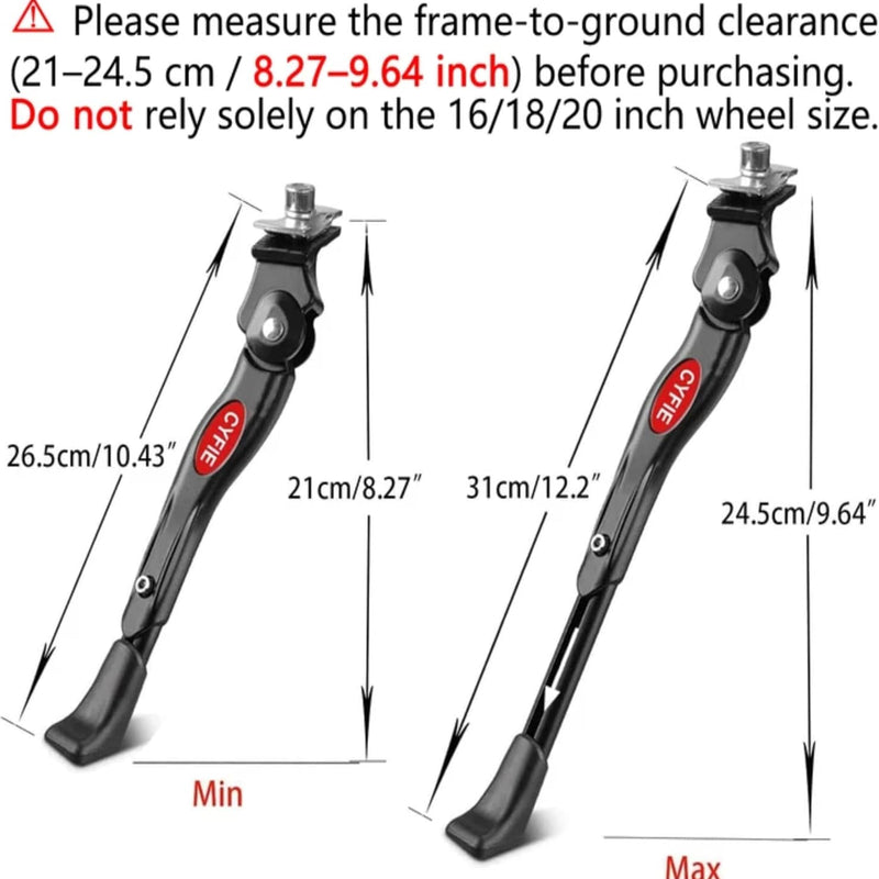Cyfie 16-20 inch aluminum alloy bike kickstand for kids and adult bikes with adjustable center mount