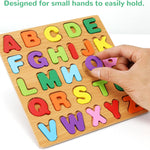 Alphabet and number puzzle for toddlers with wooden design