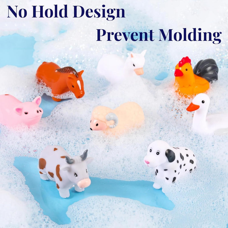 xy-wq bath toys no hole for infants 6-12 toddlers 1-3 8 pcs animal Ⅱ set with mesh bag